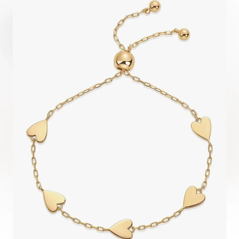 NEW 18K Gold Plated Gold Heart Charm Bracelet